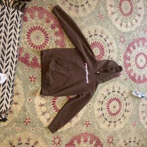 Psychworld Motion Speed Logo Hoodie Deep Brown Pink Pullover